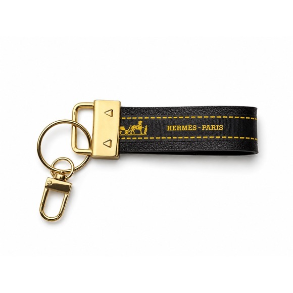 Hermes Accessories - Hermès Vintage Upcycled Leather Keychain Gold Hardware Unisex NWT